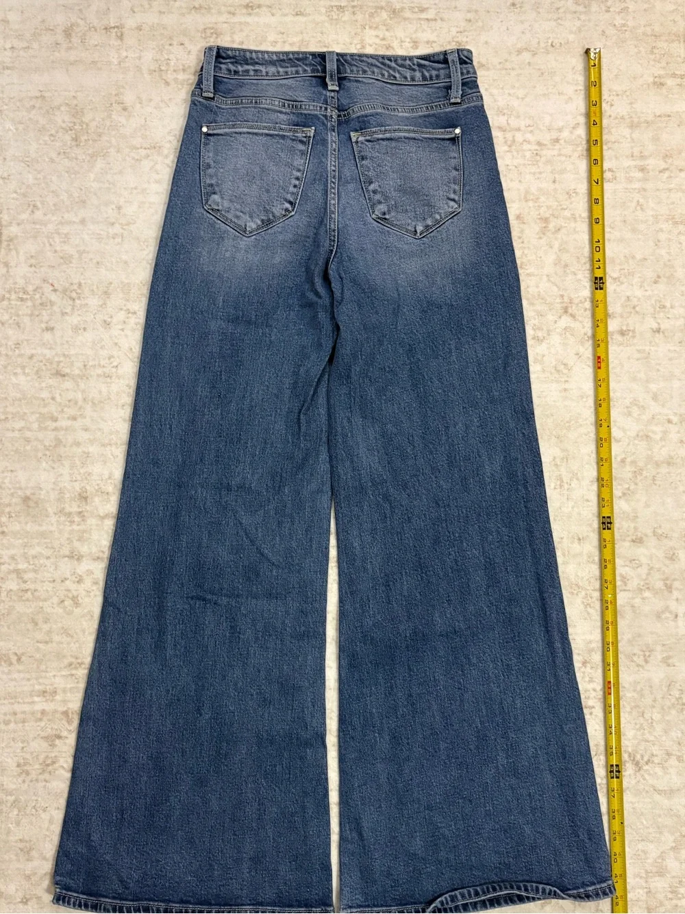 PETRA 5/26 medium wash wide leg jeans,